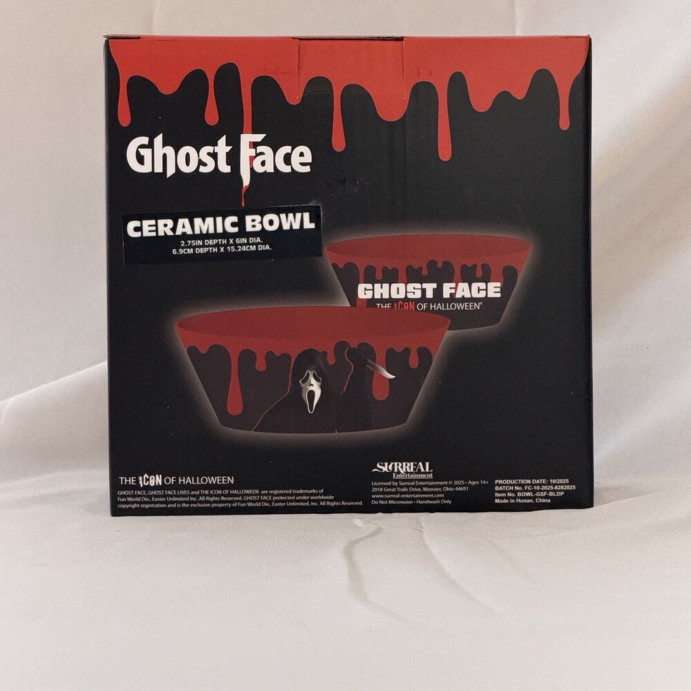 Ghostface Ceramic Bowl Official Horror Movie Merch. Scream 1996 Ghost Face RARE - Picture 2 of 2